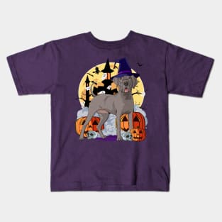 Great Dane Scary Halloween Witch Pumpkin Kids T-Shirt